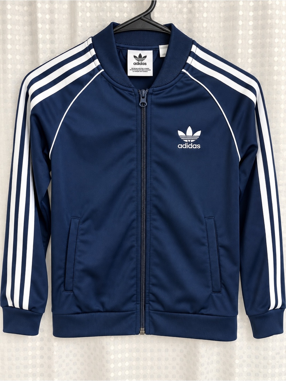 adidas Navy & White Kids Athletic Track Jacket